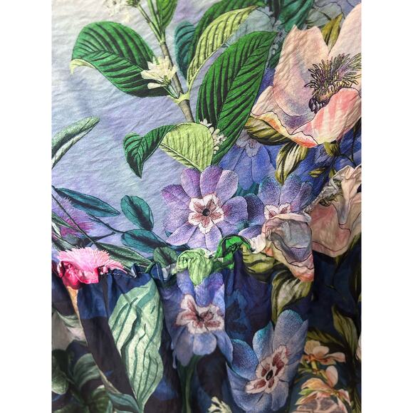 Anthropologie Strapless Floral Ruffle Maxi Dress Size M Viscose White Multicolor - Picture 6 of 6